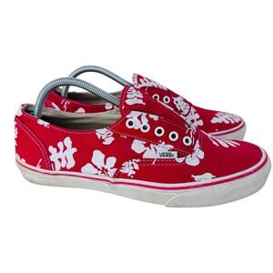 Vintage Vans Era Laceless Hawaiian Shirt Canvas Sneaker Mens 10 Red White Floral